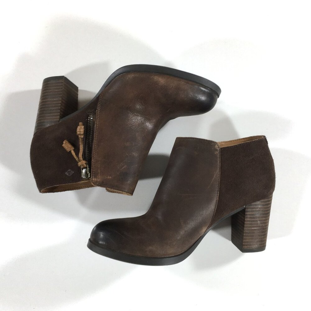 Sperry Top Sider Dasher Booties Womens Size 7.5 M Brown Leather Side Zip - Picture 3 of 9